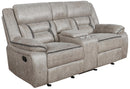 Greer - Glider Loveseat W/ Console - Taupe-Washburn's Home Furnishings