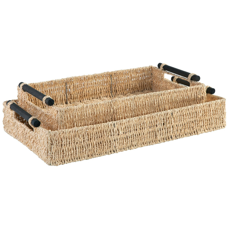 Halima - Tan - Tray Set (2/cn) - Palm Leaf-Washburn's Home Furnishings