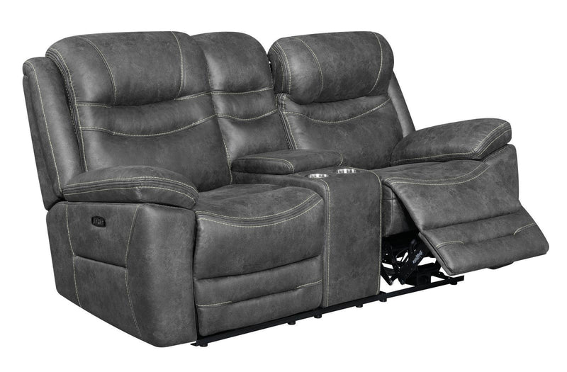 Hemer Motion Collection - Power 2 Loveseat - Dark Grey-Washburn's Home Furnishings