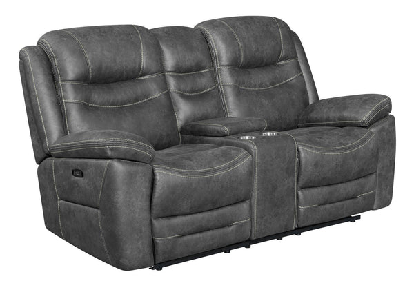 Hemer Motion Collection - Power 2 Loveseat - Dark Grey-Washburn's Home Furnishings