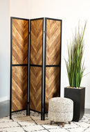 Herringbone - Pattern 3-panel Screen - Light Brown-Washburn's Home Furnishings