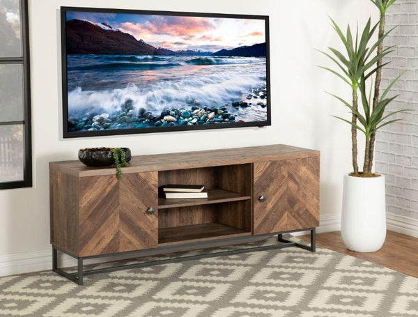 Herringbone - Pattern Tv Console - Brown-Washburn's Home Furnishings