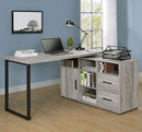 Hertford - L-shape Office Desk With Storage - Grey Driftwood-Washburn's Home Furnishings