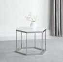 Hexagon - Glass Top Accent Table - White-Washburn's Home Furnishings