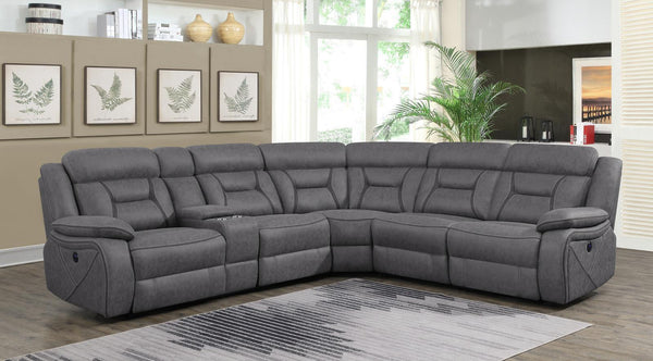 Higgins Motion Collection - 4 Pc Power Sectional - Grey-Washburn's Home Furnishings