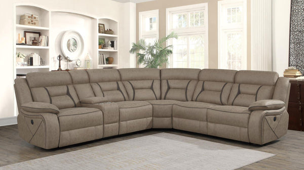 Higgins Motion Collection - 4 Pc Power Sectional - Light Brown-Washburn's Home Furnishings