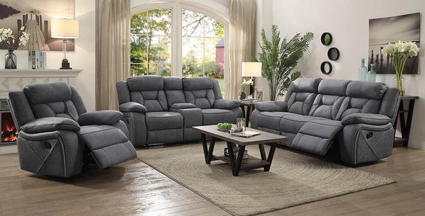 Higgins Motion Collection - Motion Loveseat - Grey-Washburn's Home Furnishings