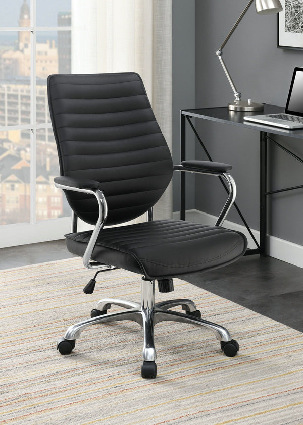 High Back Office Chair - Black And Chrome-Washburn's Home Furnishings