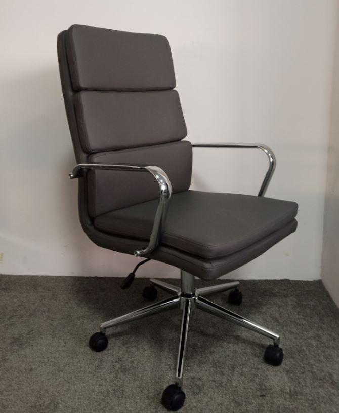 High Back Upholstered Office Chair - Grey-Washburn's Home Furnishings