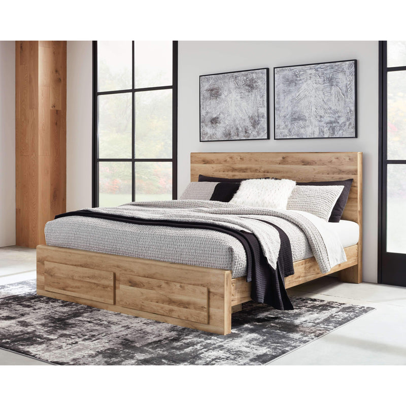 Hyanna - Tan - King Panel Bed With Footboard Storage-Washburn's Home Furnishings