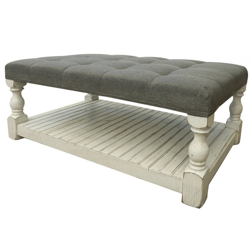 Stone Upholstered Cocktail Ottoman Table-Washburn's Home Furnishings