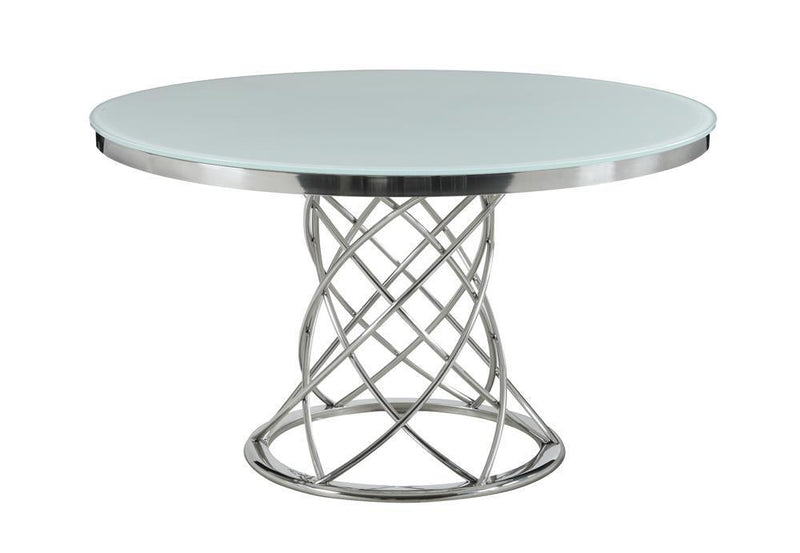 Irene - Round Glass Top Dining Table - Pearl Silver-Washburn's Home Furnishings