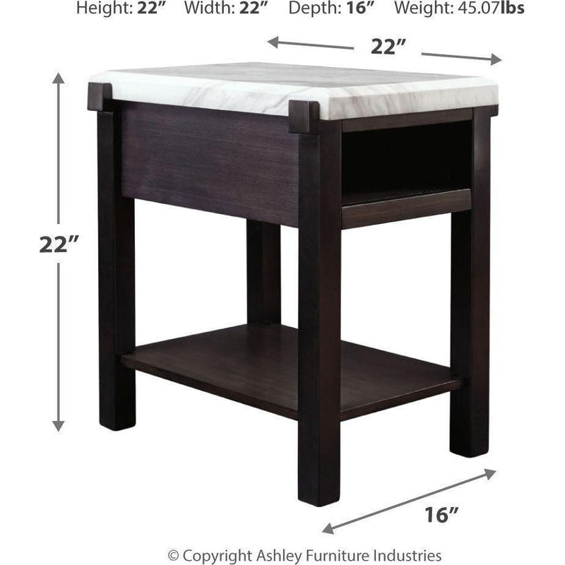 Janilly - Dark Brown/White - Chair Side End Table-Washburn's Home Furnishings