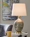 Jemarie - Gray/gold Finish - Glass Table Lamp (1/cn)-Washburn's Home Furnishings