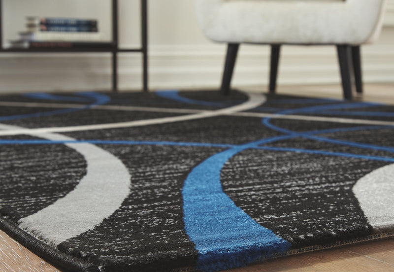 Jenue - Black/gray/blue - Large Rug-Washburn's Home Furnishings