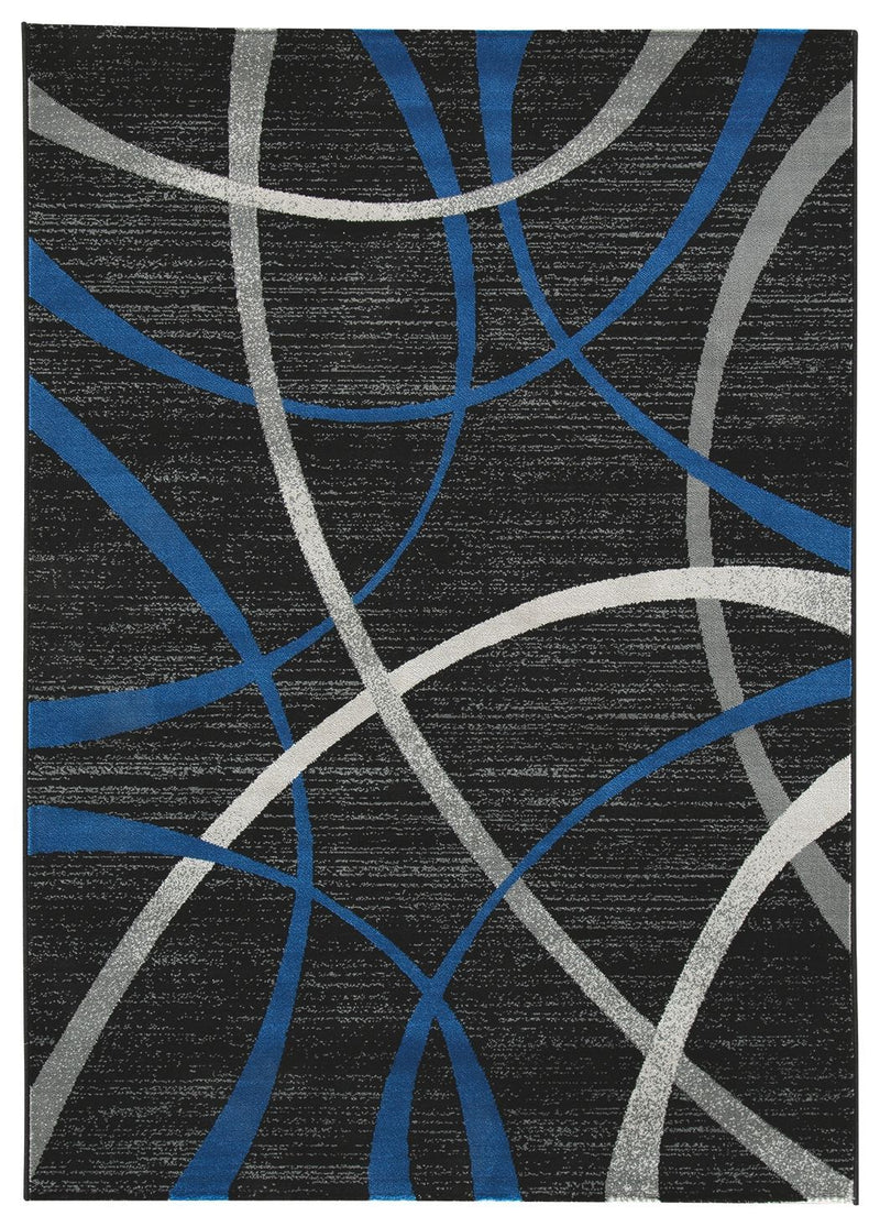 Jenue - Black/gray/blue - Large Rug-Washburn's Home Furnishings