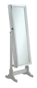 Jewelry - Cheval Mirror With Crytal Trim - Pearl Silver-Washburn's Home Furnishings