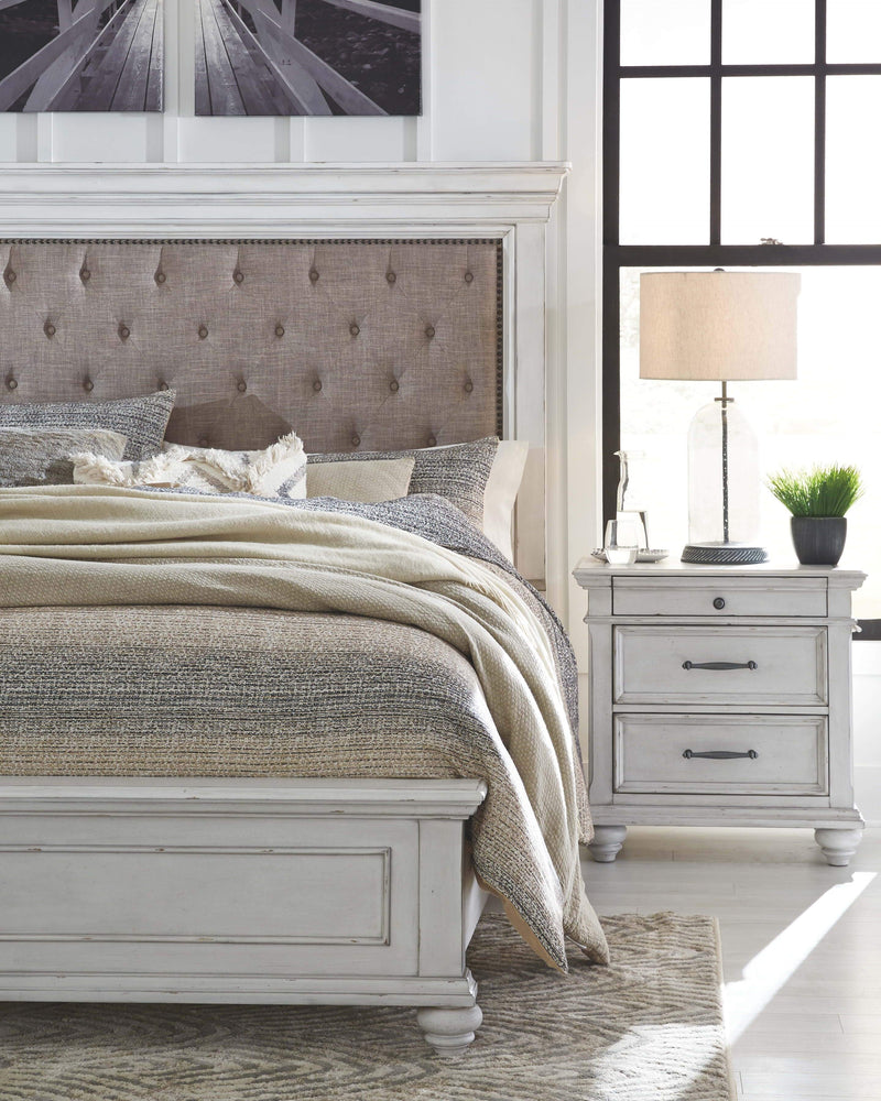 Kanwyn - Whitewash - California King Panel Upholstered Bed-Washburn's Home Furnishings