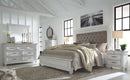 Kanwyn - Whitewash - King Upholstered Panel Bed-Washburn's Home Furnishings