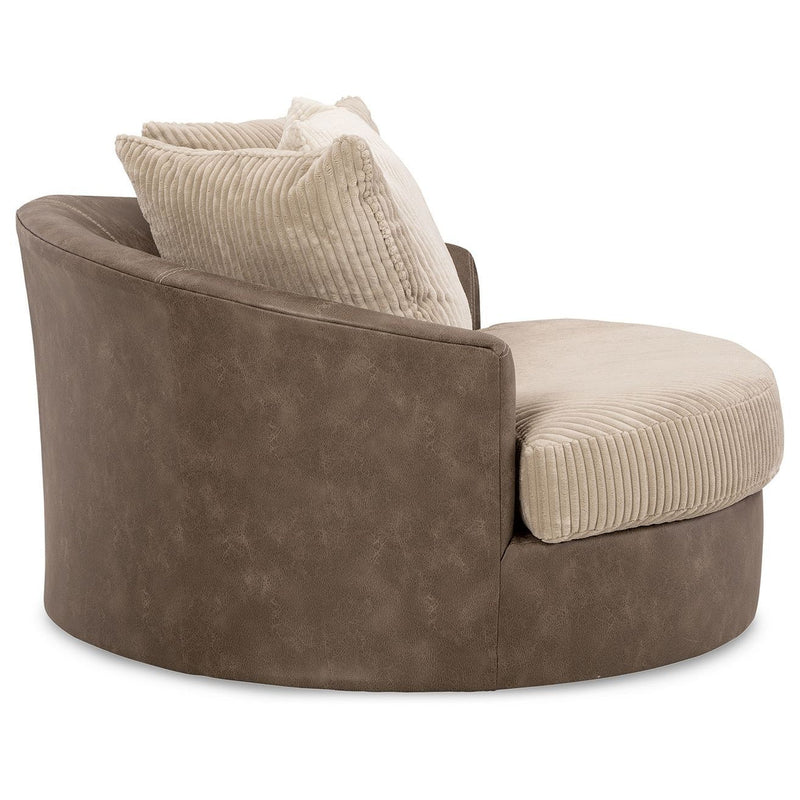 Keskin - Sand - Oversized Swivel Accent Chair-Washburn's Home Furnishings