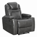 Korbach - Power Recliner - Gray-Washburn's Home Furnishings