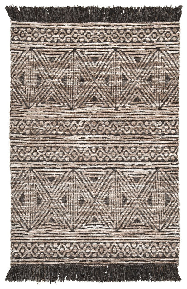 Kylin - Taupe/charcoal/white - Medium Rug-Washburn's Home Furnishings