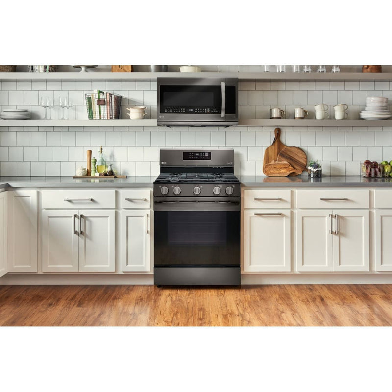 LG - 5.8 Cu. Ft. Smart Freestanding Gas True Convection Range with EasyClean, WideView Window and AirFry - Black stainless steel-Washburn's Home Furnishings