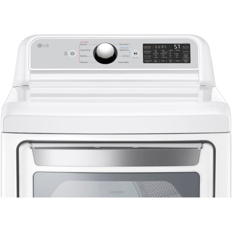 LG 7.3 Cu. Ft. Smart Electric Dryer with EasyLoad Door in White-Washburn's Home Furnishings
