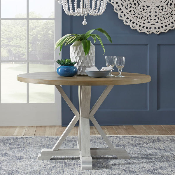 Lakeshore Single Pedastal Table in White-Washburn's Home Furnishings