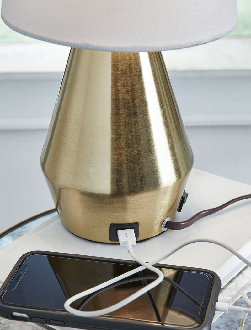 Lanry - Brass Finish - Metal Table Lamp (1/cn)-Washburn's Home Furnishings