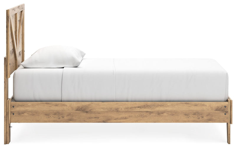 Larstin - Brown - Twin Crossbuck Panel Platform Bed-Washburn's Home Furnishings