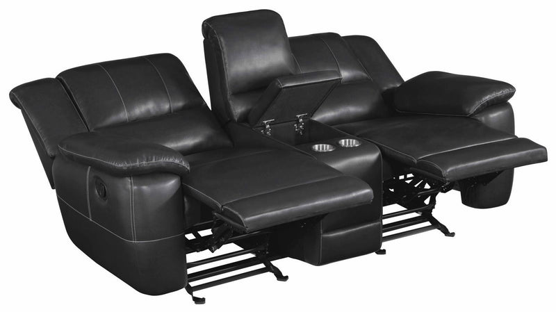 Lee - Motion Reclining Loveseat - Black-Washburn's Home Furnishings