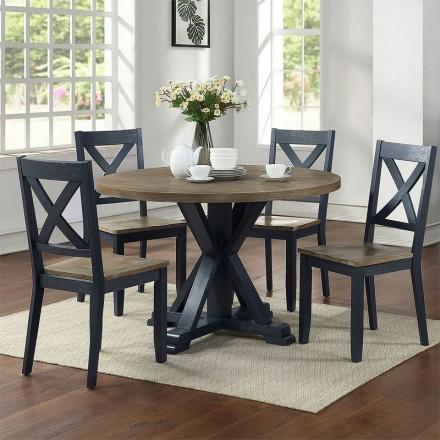 Lakeshore Pedestal Table and 4 X Back Side Chairs in Navy-Washburn's Home Furnishings