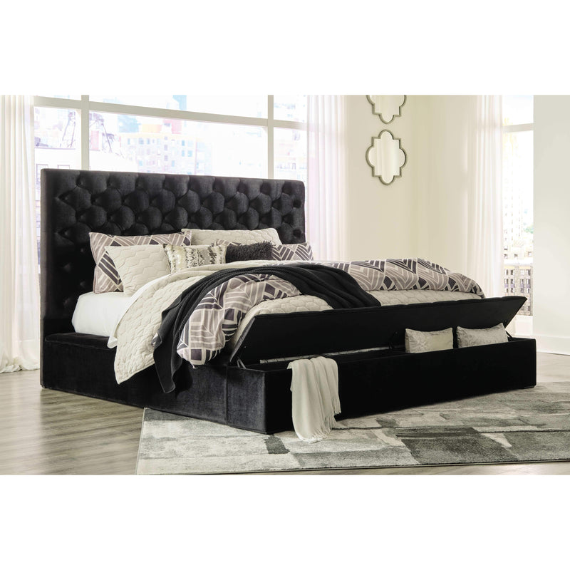 Lindenfield - Black - Queen Upholstered Bed With Storage-Washburn's Home Furnishings