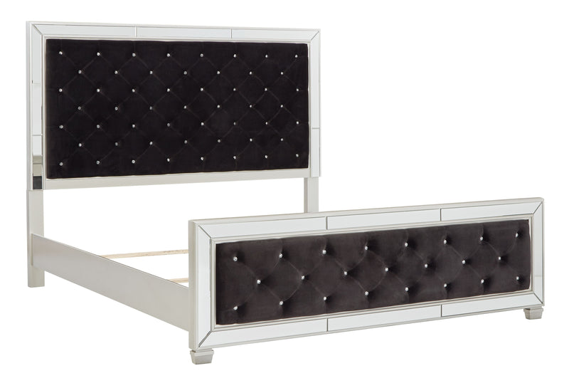 Lindenfield - Black/silver - Queen Uph Panel Headboard-Washburn's Home Furnishings