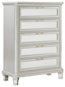 Lindenfield - Silver - Five Drawer Chest-Washburn's Home Furnishings