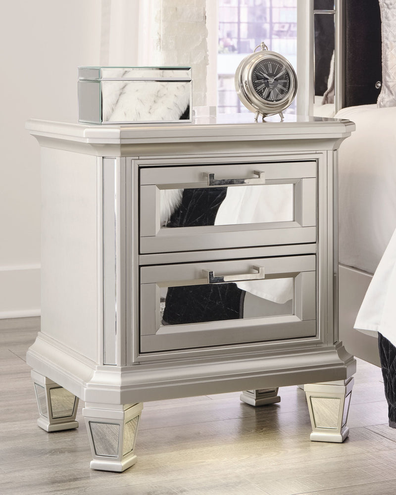 Lindenfield - Silver - Two Drawer Night Stand-Washburn's Home Furnishings
