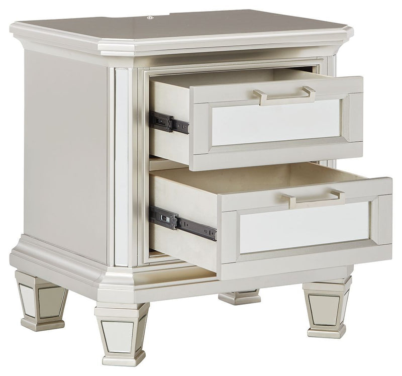 Lindenfield - Silver - Two Drawer Night Stand-Washburn's Home Furnishings