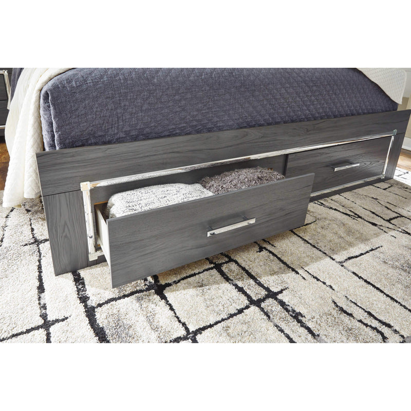 Lodanna - Gray - Queen Platform Bed With 2 Storage Drawers-Washburn's Home Furnishings