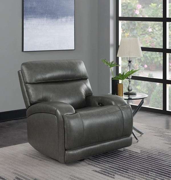 Longport - Upholstered Power Glider Recliner - Gray-Washburn's Home Furnishings