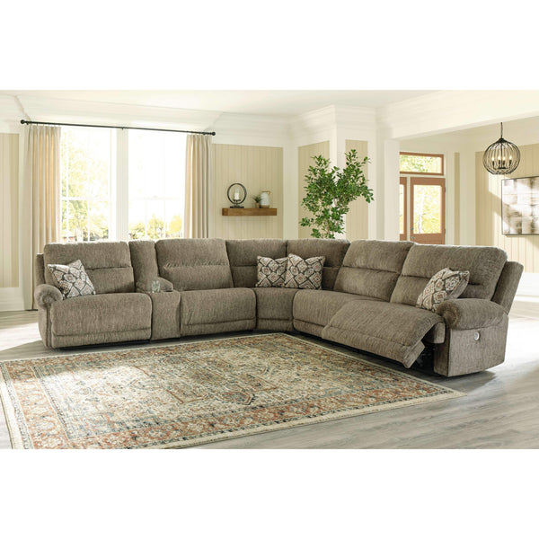 Lubec - Taupe - Right Arm Facing Power Recliner 6 Pc Sectional-Washburn's Home Furnishings