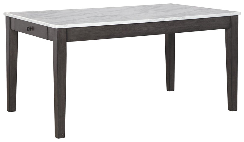 Luvoni - White / Dark Charcoal Gray - Rectangular Dining Room Table-Washburn's Home Furnishings