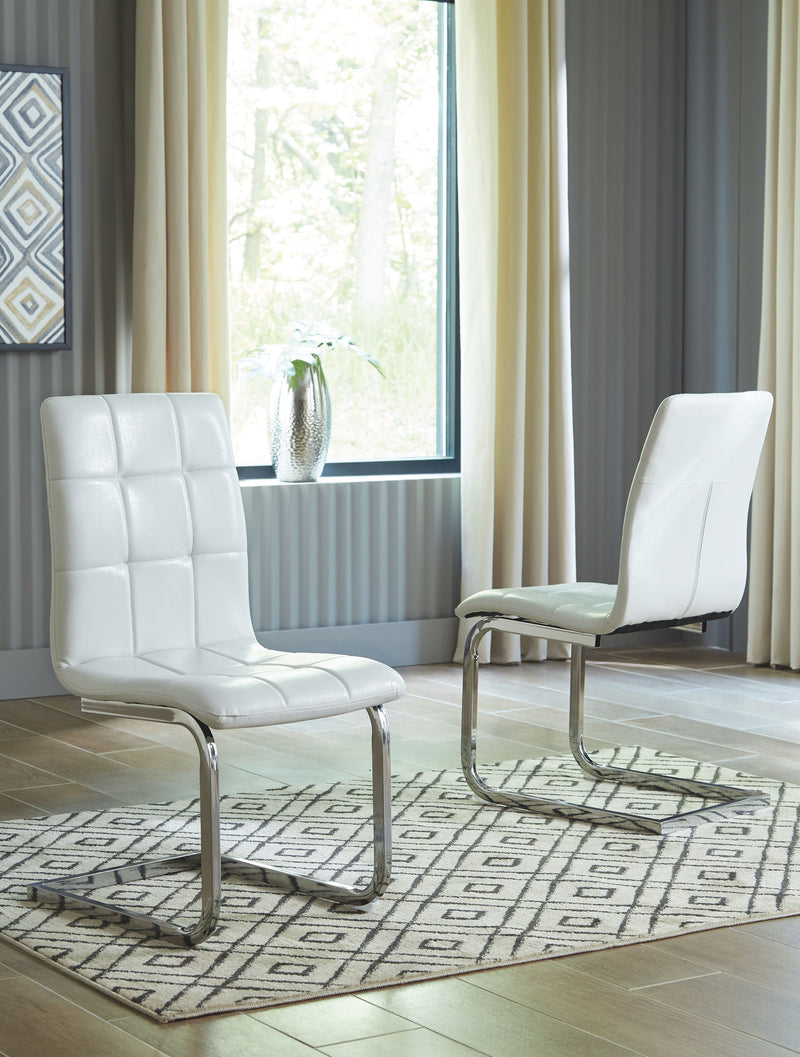 Madanere - White/chrome Finish - Dining Chair (set Of 4)-Washburn's Home Furnishings