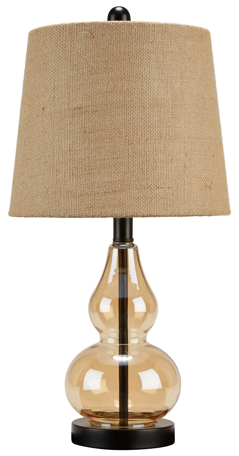 Makana - Champagne/black - Glass Table Lamp (1/cn)-Washburn's Home Furnishings