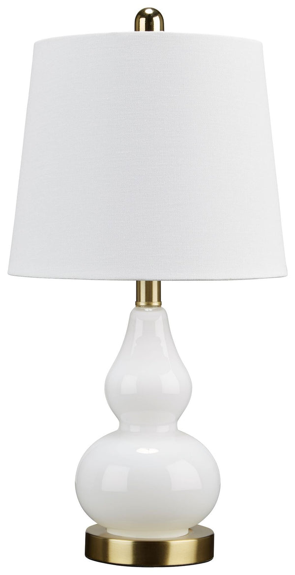 Makana - White/brass - Glass Table Lamp (1/cn)-Washburn's Home Furnishings