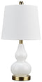 Makana - White/brass - Glass Table Lamp (1/cn)-Washburn's Home Furnishings
