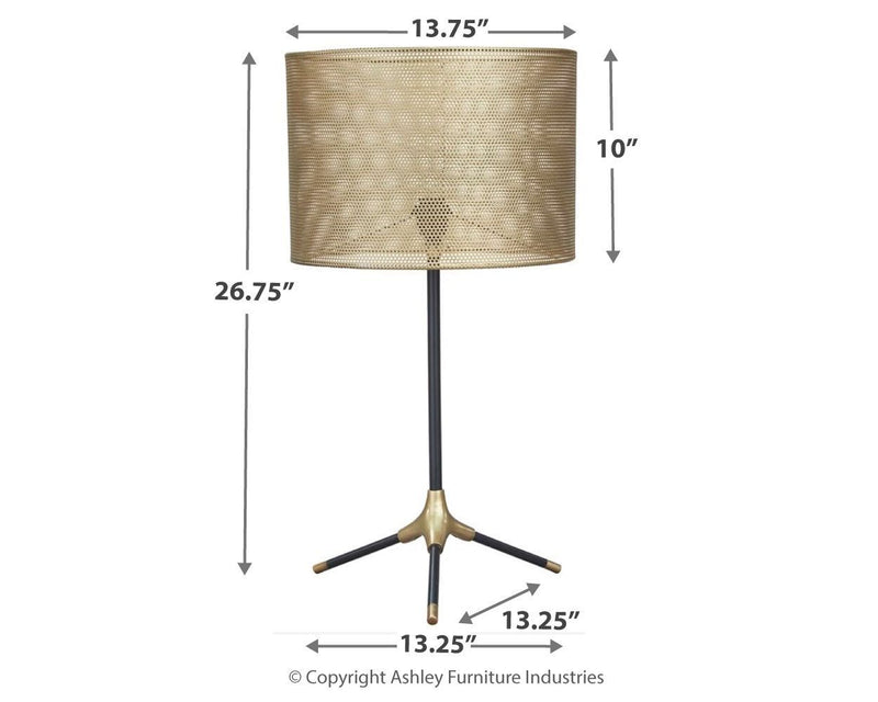 Mance - Gray/brass Finish - Metal Table Lamp (1/cn)-Washburn's Home Furnishings