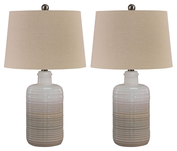 Marnina - Taupe - Ceramic Table Lamp (2/cn)-Washburn's Home Furnishings