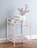 Massi - 1-shelf Nightstand With Glass Top - Pink-Washburn's Home Furnishings