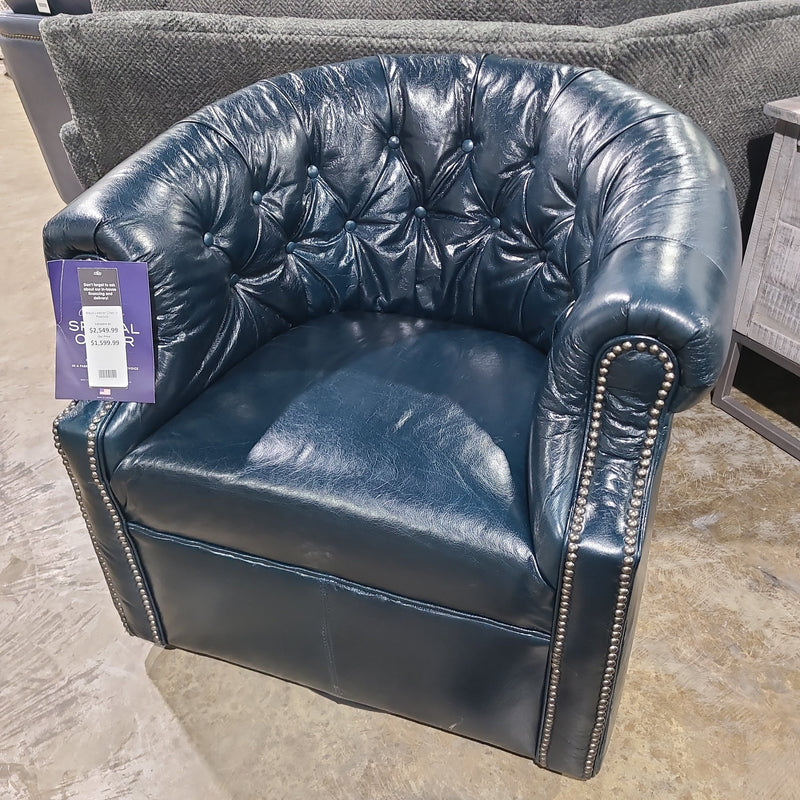 Mayo Leather Chair in Peacock-Washburn's Home Furnishings